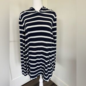 Market & Spruce Navy & White Striped Hoodie Sweatshirt XL